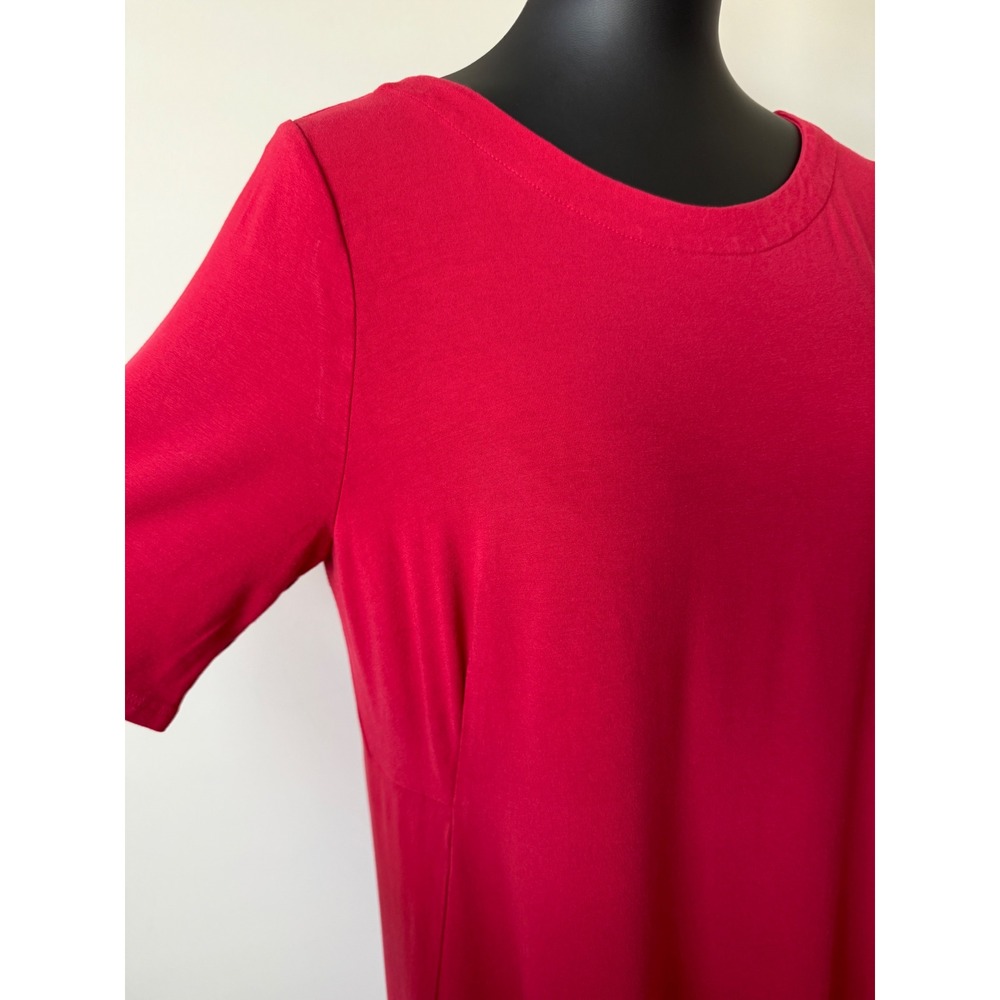 J. Jill Wearever Red Jersey Knit Maxi Dress Short Sleeve Empire Waist Womens M - Picture 3 of 11